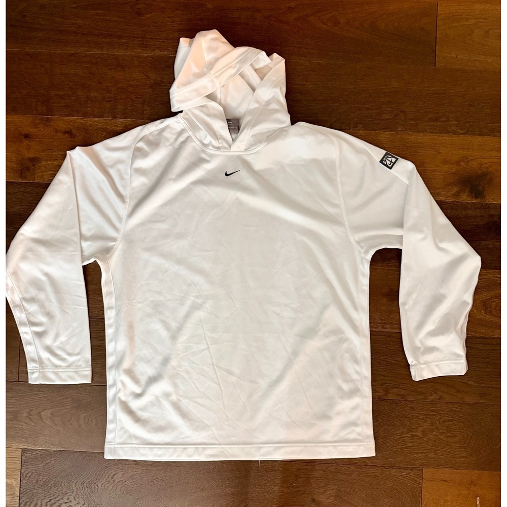 Nike Team Basketball Men's White Hooded Pullover Long Sleeve Shirt Large